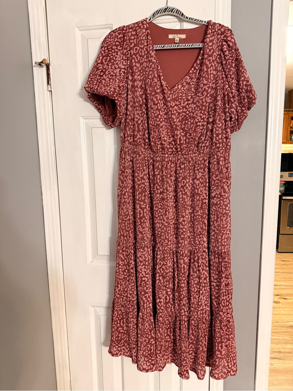 Women’s Rust Pink Animal Print Midi Dress